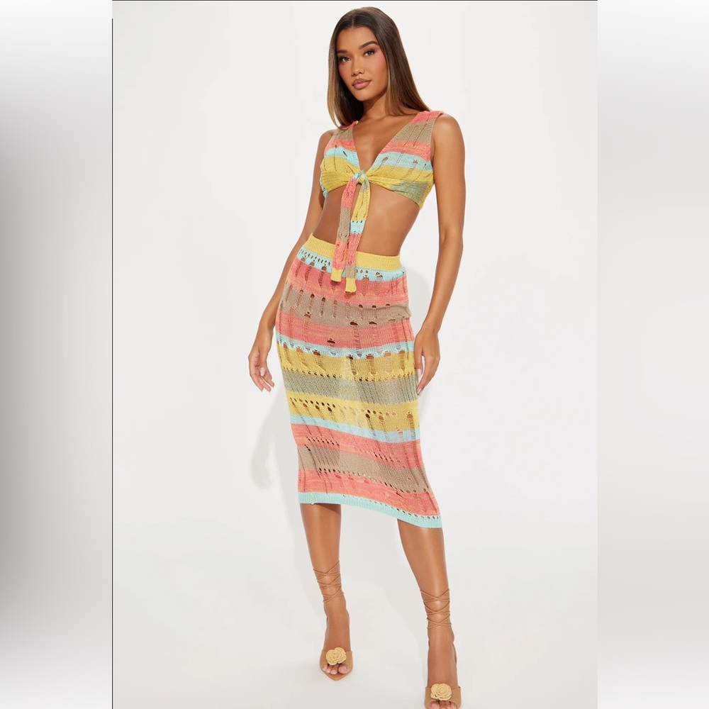 Personal Touch Stripe Skirt Set - Multi Color